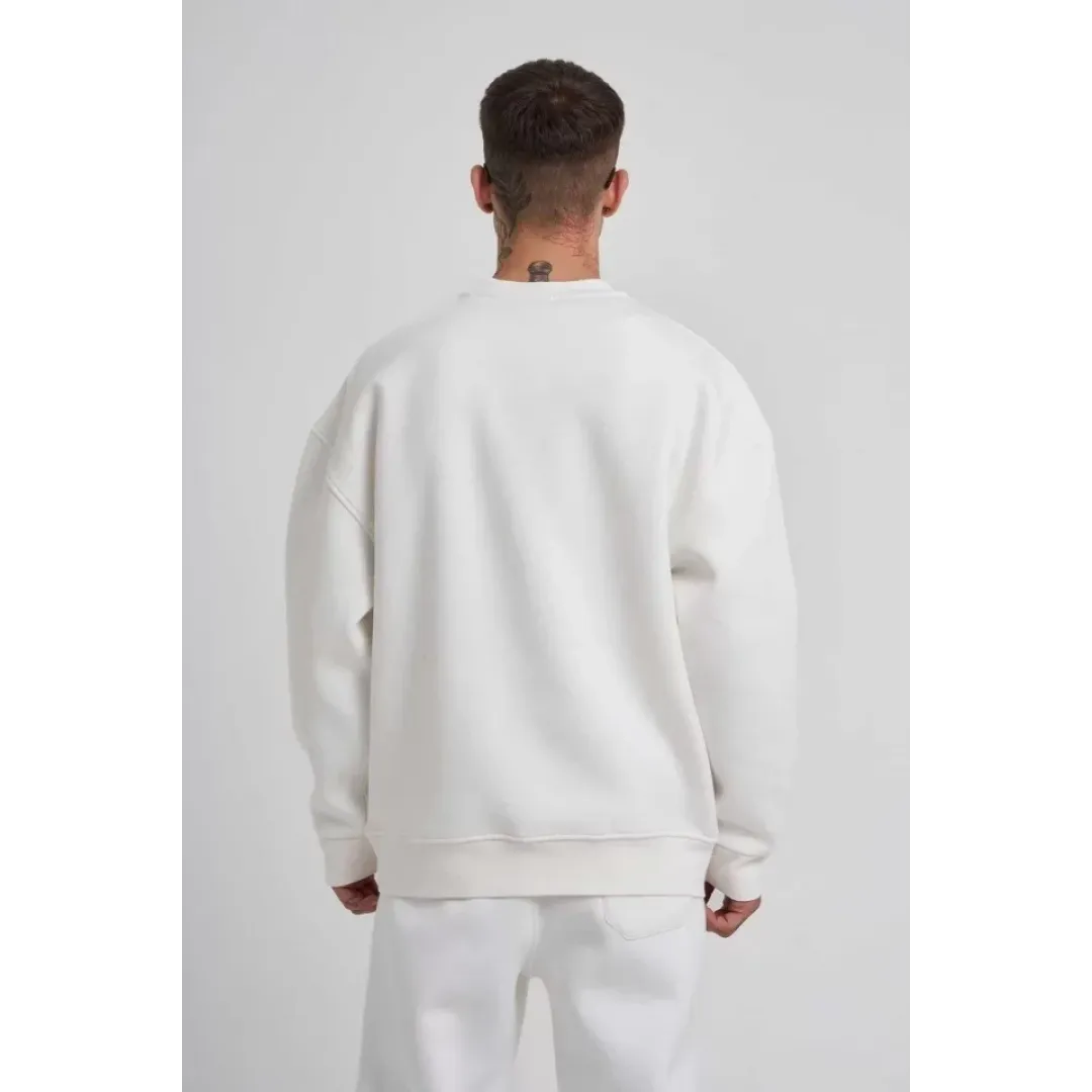 Unisex Biskilet Yaka Üç İplik SweatShirt - Beyaz - 129431 Unisex Biskilet Yaka Üç İplik SweatShirt - Beyaz - 129431