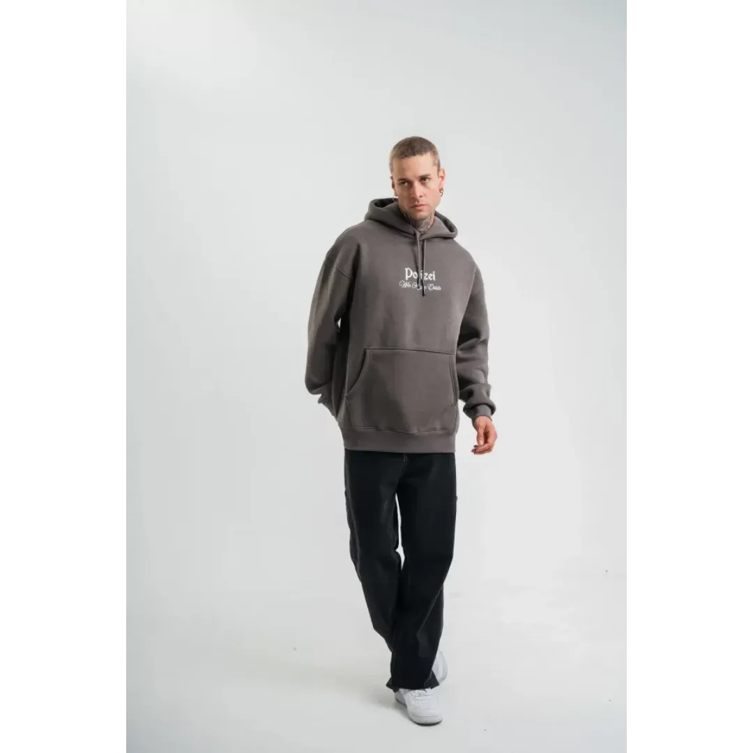POLIZEI Premium Kalite Kapşonlu Dijital Patchli SweatShirt - Füme - 129435 POLIZEI Premium Kalite Kapşonlu Dijital Patchli SweatShirt - Füme - 129435