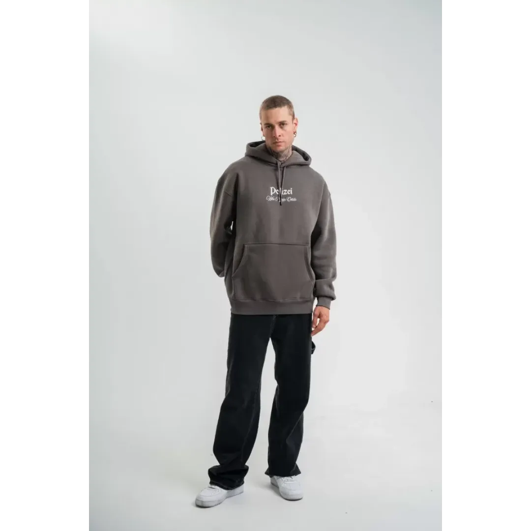 POLIZEI Premium Kalite Kapşonlu Dijital Patchli SweatShirt - Füme - 129435 POLIZEI Premium Kalite Kapşonlu Dijital Patchli SweatShirt - Füme - 129435