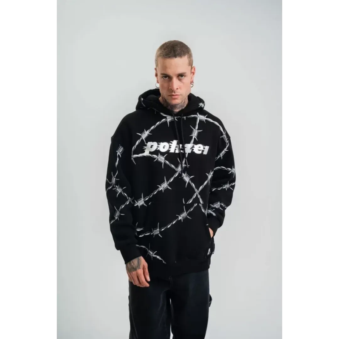 POLIZEI Premium Kalite Kapşonlu Varak Ve Pano Baskılı SweatShirt - Siyah - 129631 POLIZEI Premium Kalite Kapşonlu Varak Ve Pano Baskılı SweatShirt - Siyah - 129631