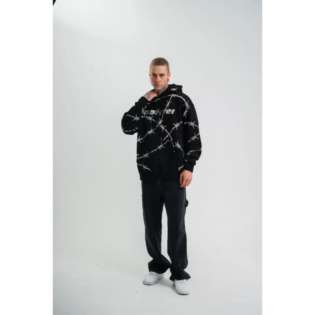 POLIZEI Premium Kalite Kapşonlu Varak Ve Pano Baskılı SweatShirt - Siyah - 129631 POLIZEI Premium Kalite Kapşonlu Varak Ve Pano Baskılı SweatShirt - Siyah - 129631