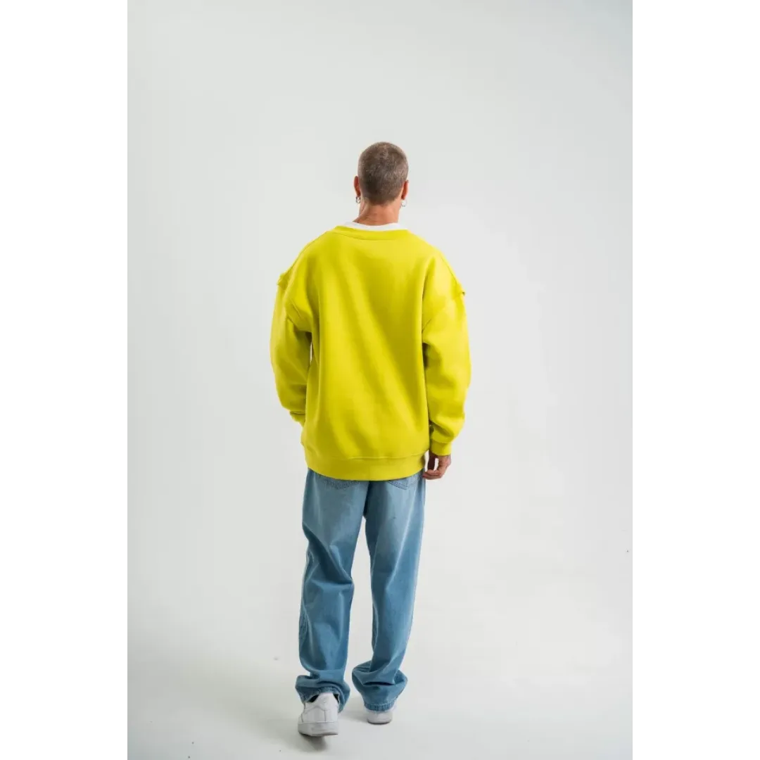 Geniş V Yaka Kol Ribana Detaylı SweatShirt - Sarı - 129656 Geniş V Yaka Kol Ribana Detaylı SweatShirt - Sarı - 129656
