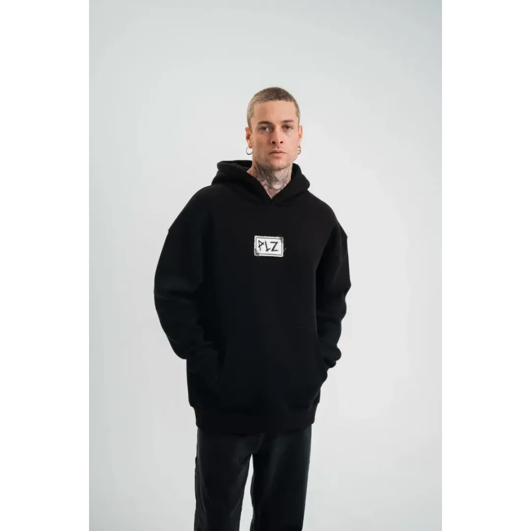 Unisex Kapşonlu Uzun Kol Patchli Nakışlı SweatShirt - Siyah - 129897 Unisex Kapşonlu Uzun Kol Patchli Nakışlı SweatShirt - Siyah - 129897