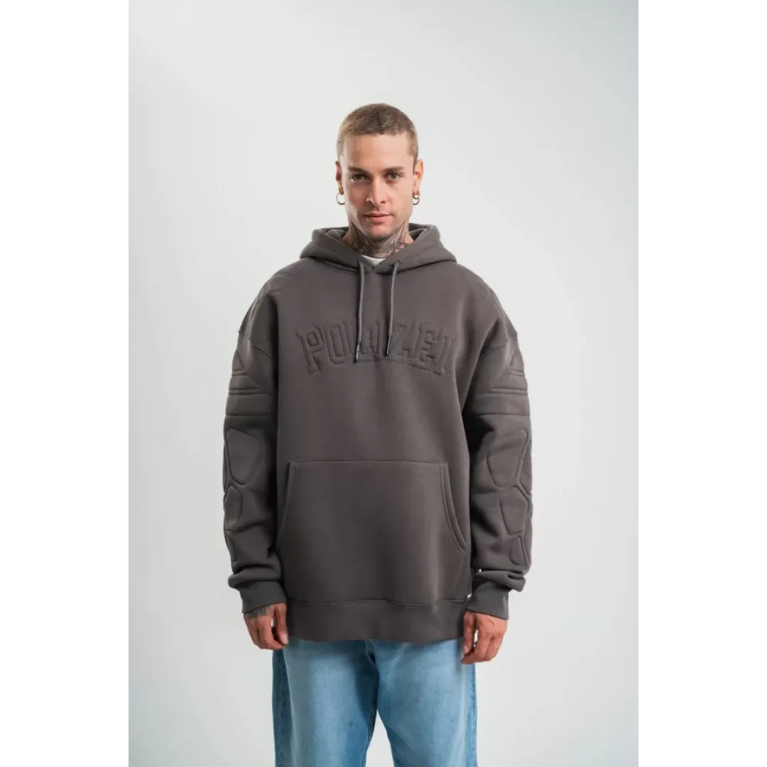 Double Oversize Kapşonlu Nakışlı SweatShirt - Füme - 129907 Double Oversize Kapşonlu Nakışlı SweatShirt - Füme - 129907
