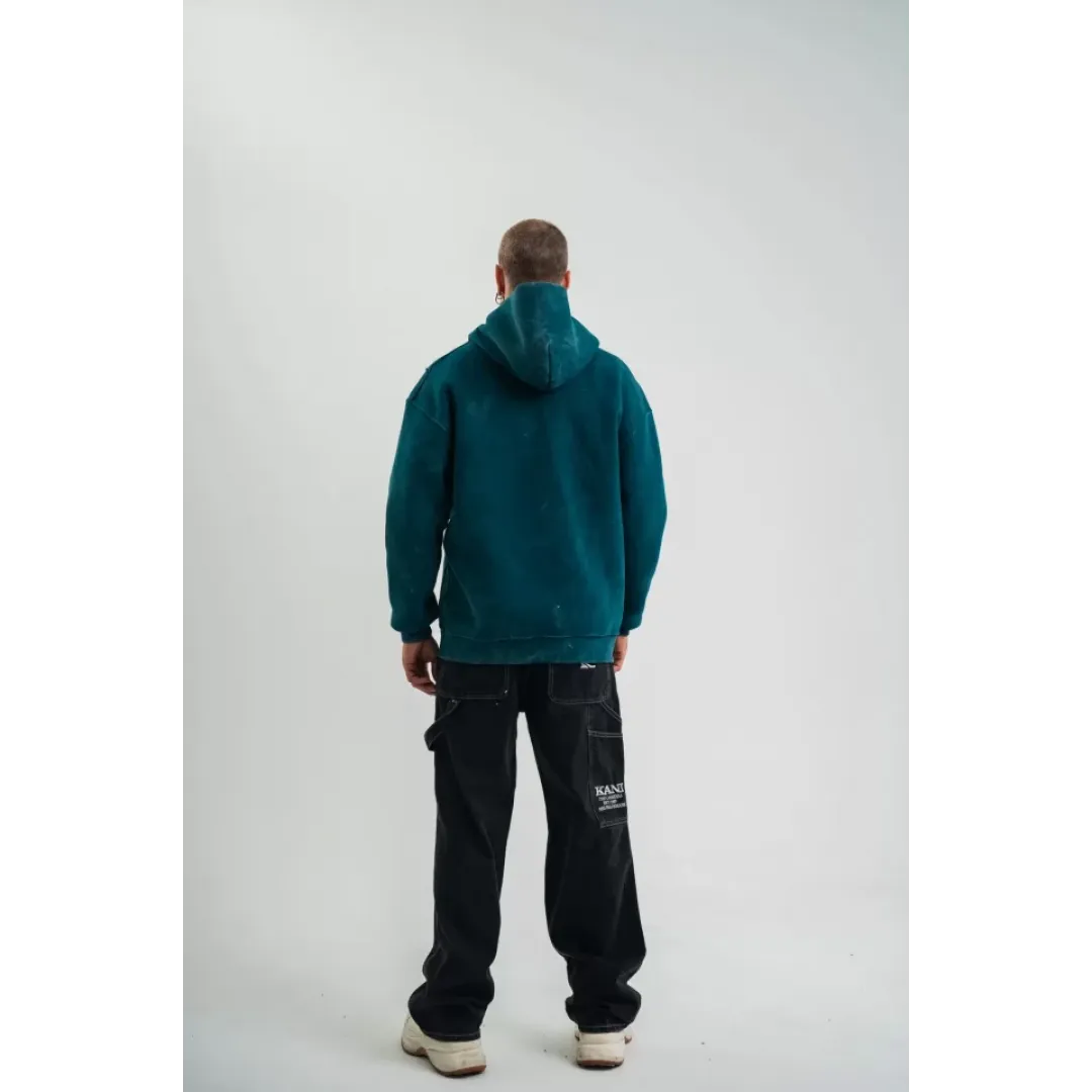 Unisex Uzun Kol Kapşonlu Yıkamalı Nakışlı SweatShirt - Koyu Deniz Yeşili - 129969 Unisex Uzun Kol Kapşonlu Yıkamalı Nakışlı SweatShirt - Koyu Deniz Yeşili - 129969