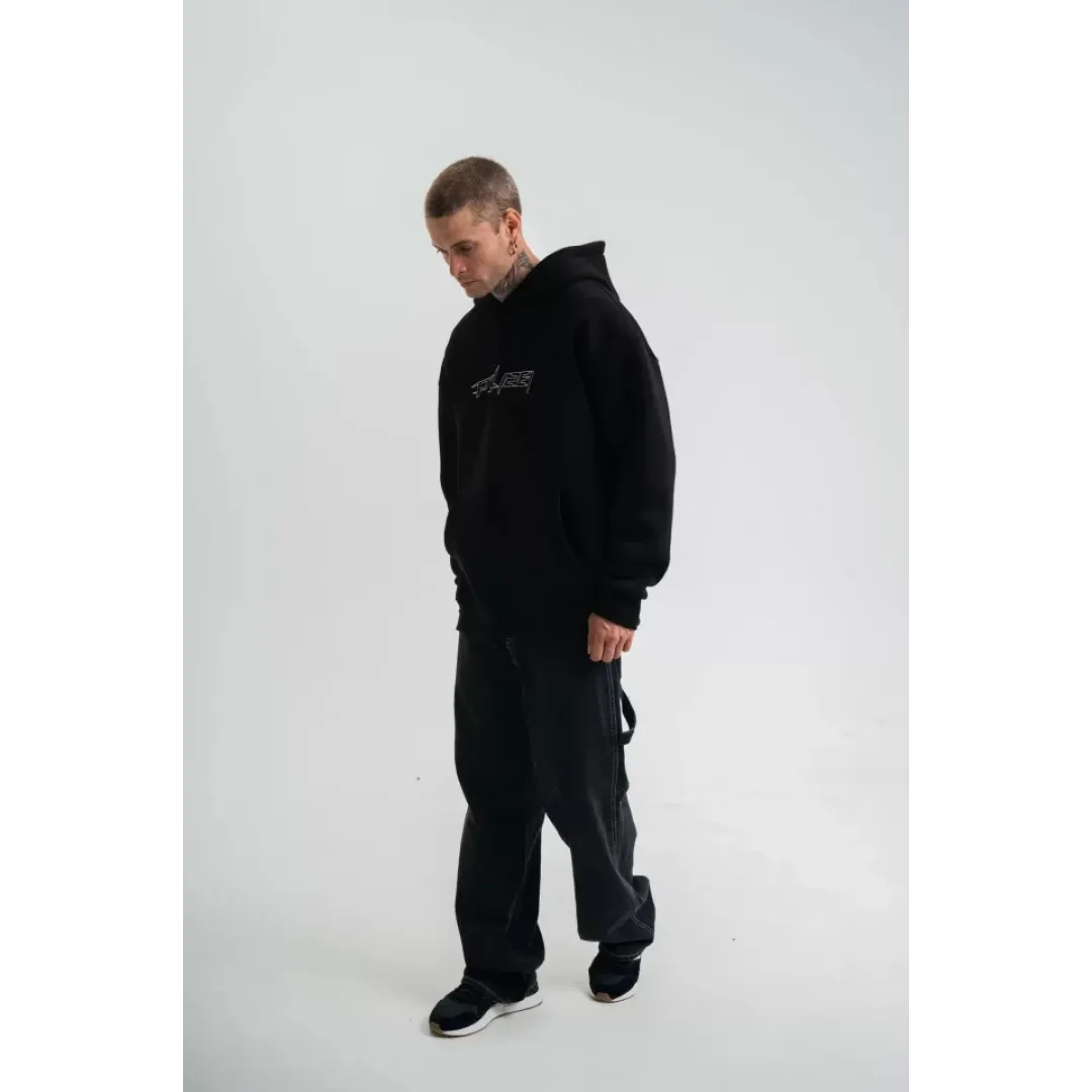Unisex Üç İplik Kapşonlu Nakışlı SweatShirt - Siyah - 130055 Unisex Üç İplik Kapşonlu Nakışlı SweatShirt - Siyah - 130055