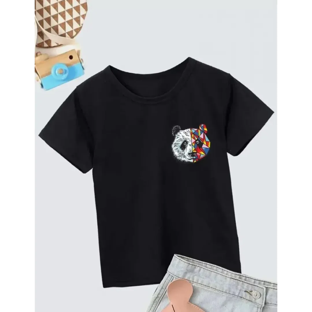Unisex Çocuk Baskılı T-Shirt - Siyah - 130172 Unisex Çocuk Baskılı T-Shirt - Siyah - 130172