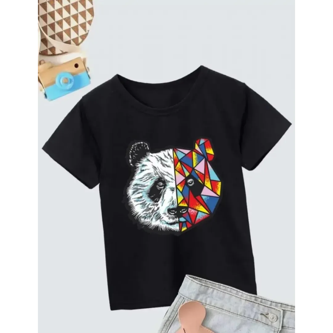 Unisex Çocuk Baskılı T-Shirt - Siyah - 130172 Unisex Çocuk Baskılı T-Shirt - Siyah - 130172