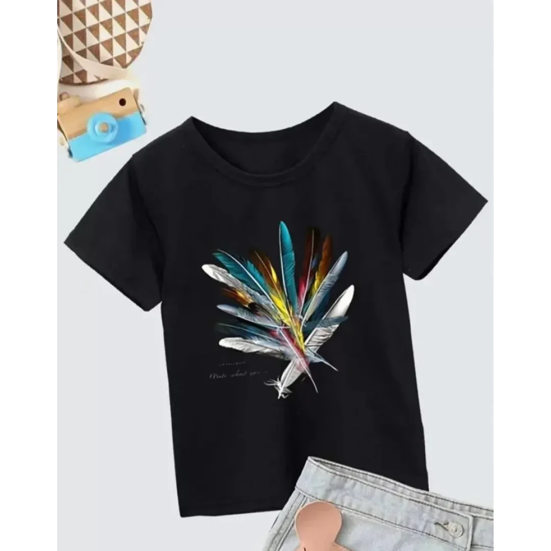 Kız Çocuk Baskılı T-Shirt- Siyah - 130173 Kız Çocuk Baskılı T-Shirt- Siyah - 130173