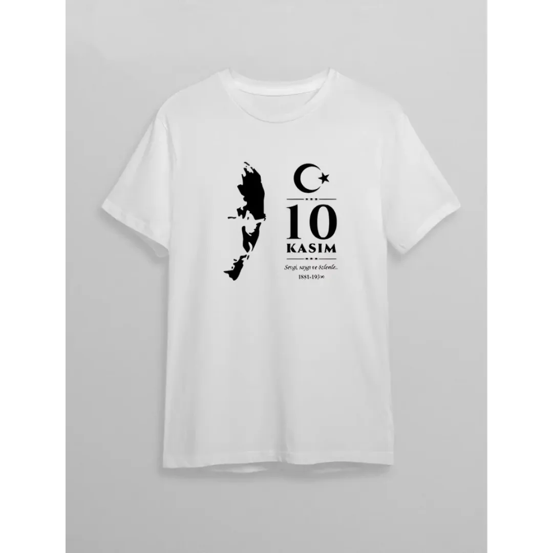 10 Kasım Atatürk Baskılı T-shirt - Beyaz - 130184 10 Kasım Atatürk Baskılı T-shirt - Beyaz - 130184