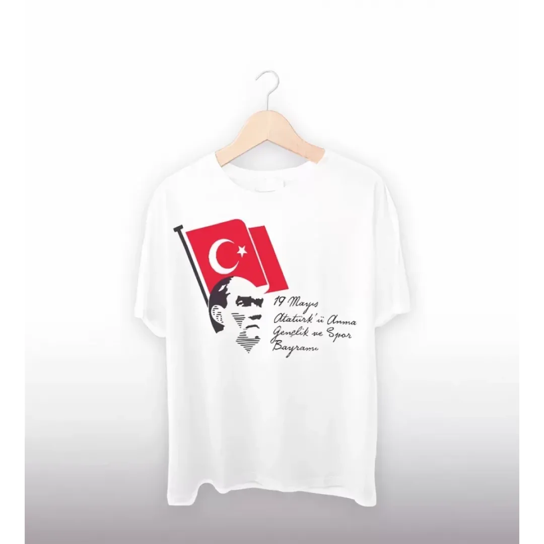 19 Mayıs 20/1 Baskılı T-shirt - Beyaz - 130190 19 Mayıs 20/1 Baskılı T-shirt - Beyaz - 130190