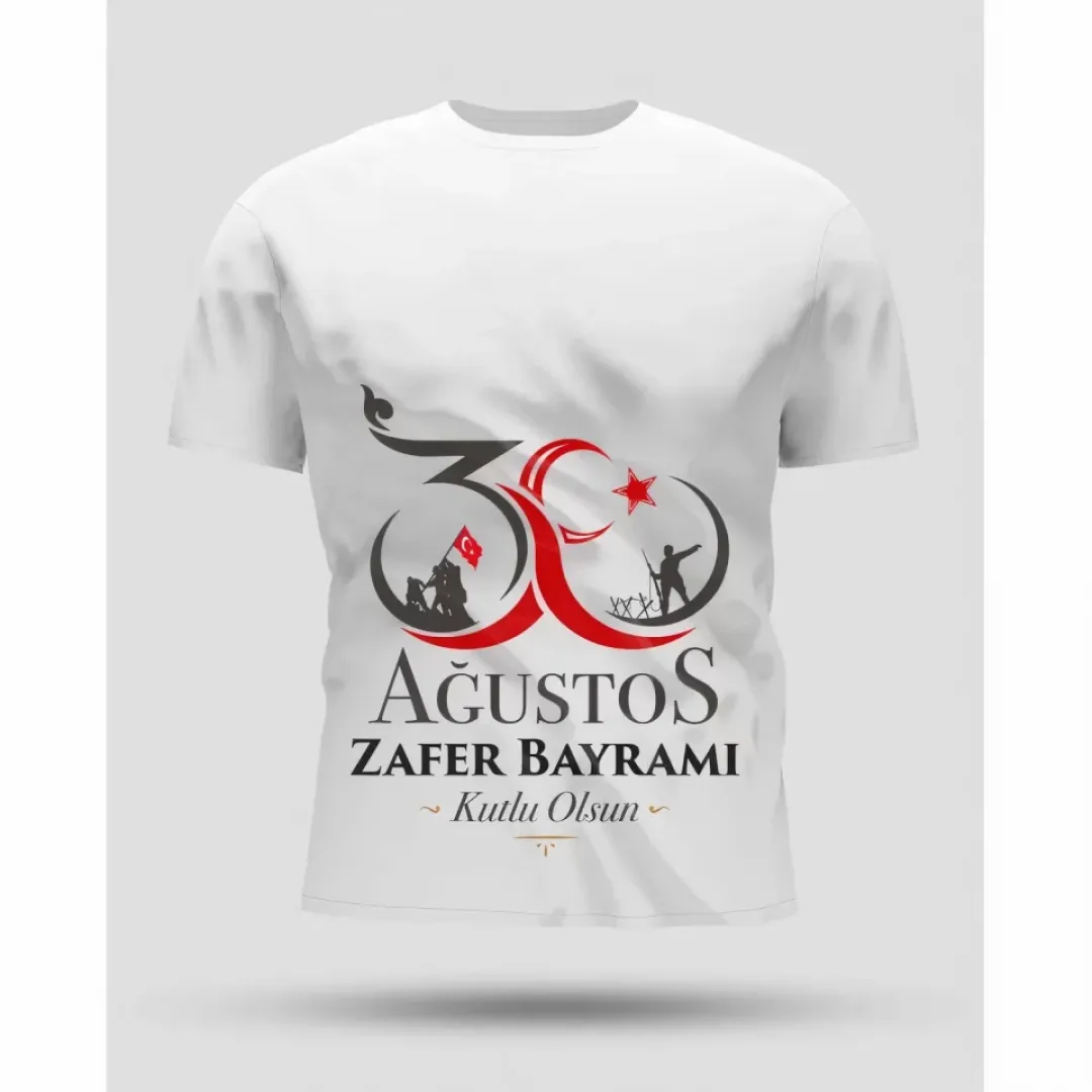 30 Ağustos Oversize Baskılı T-shirt - Beyaz - 130197 30 Ağustos Oversize Baskılı T-shirt - Beyaz - 130197