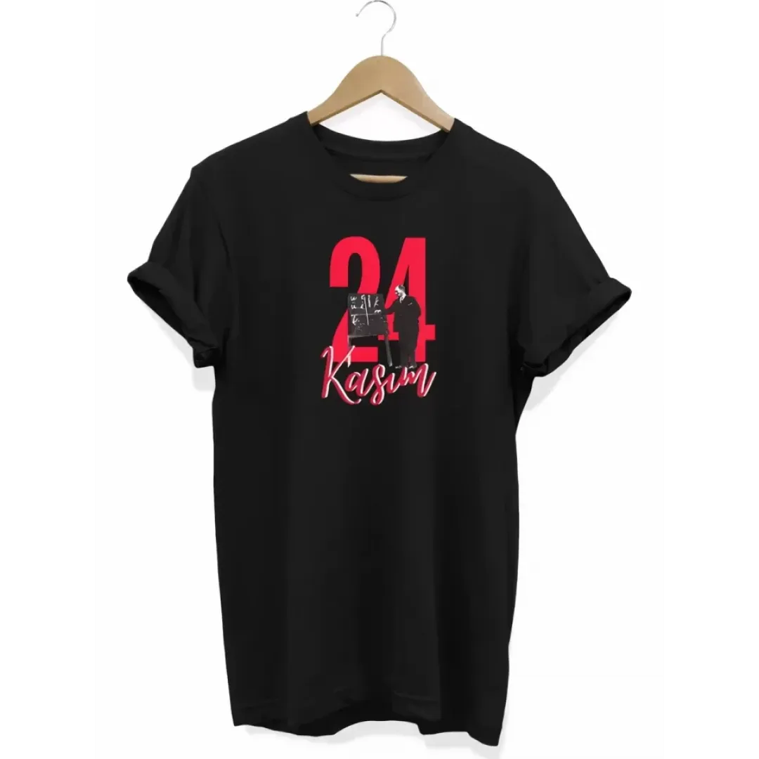 24 Kasım Öğretmenler Günü Baskılı Unisex T-shirt - Siyah - 130201 24 Kasım Öğretmenler Günü Baskılı Unisex T-shirt - Siyah - 130201