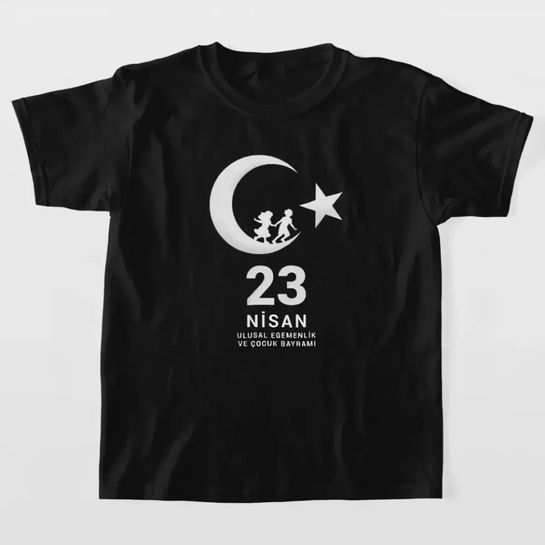 23 Nisan Çocuk Bayramı Baskılı Özel T-shirt - Siyah - 130217 23 Nisan Çocuk Bayramı Baskılı Özel T-shirt - Siyah - 130217