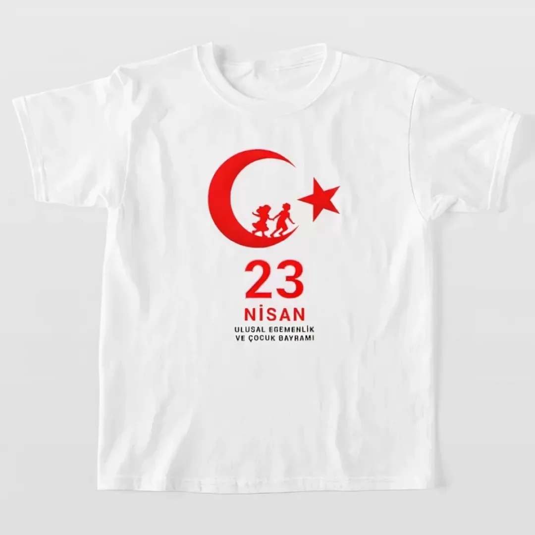 23 Nisan Çocuk Bayramı Baskılı Özel T-shirt - Beyaz - 130218 23 Nisan Çocuk Bayramı Baskılı Özel T-shirt - Beyaz - 130218