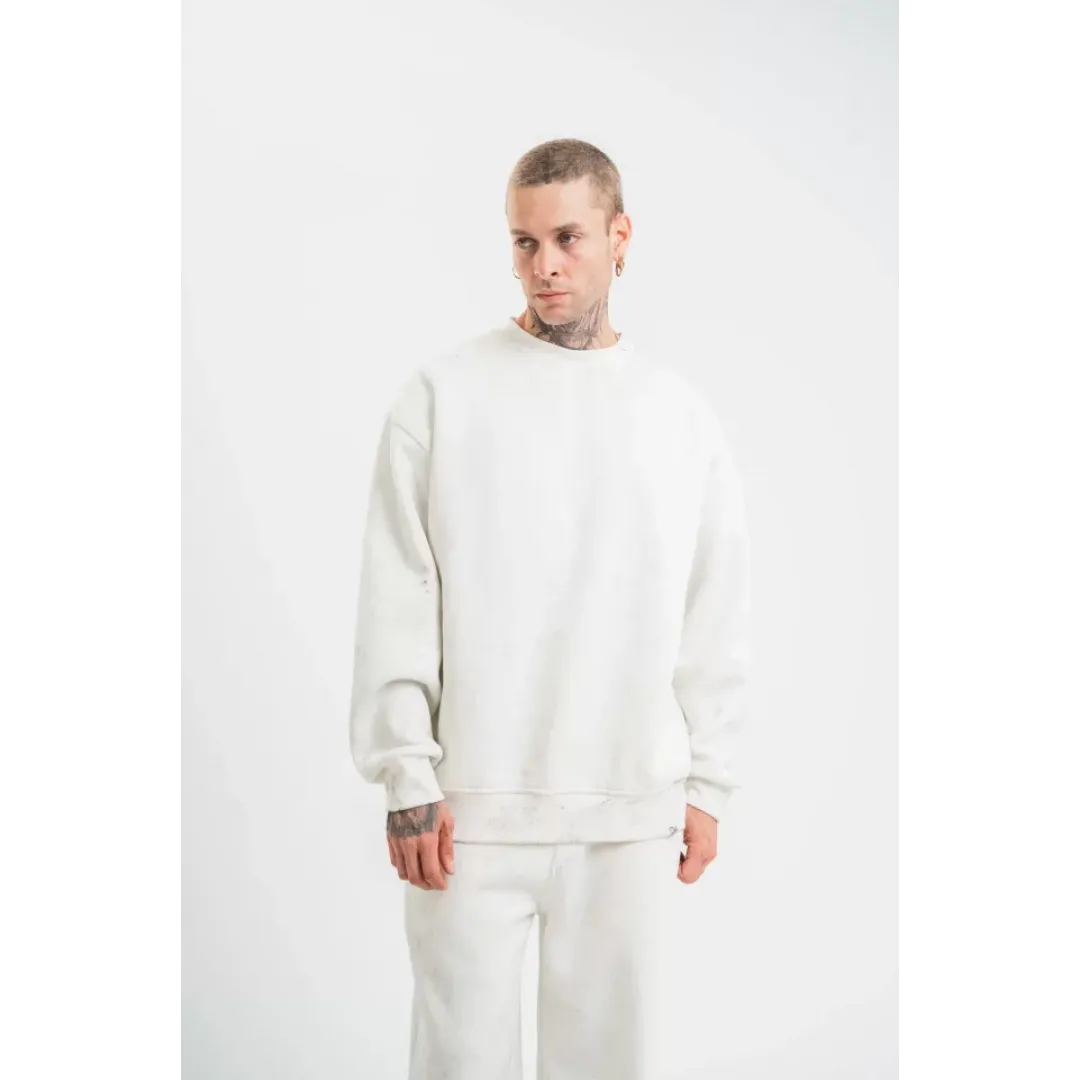 Unisex Uzun Kol Bisiklet Yaka Yıkamalı SweatShirt - Beyaz - 130421 Unisex Uzun Kol Bisiklet Yaka Yıkamalı SweatShirt - Beyaz - 130421