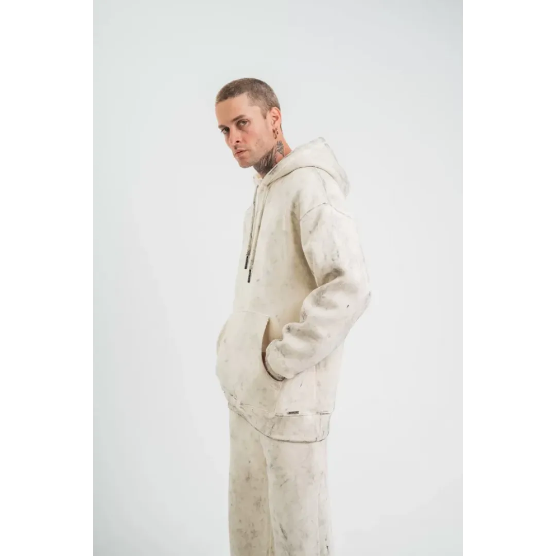 Unisex Double Oversize Kapşonlu Yıkamalı SweatShirt - Krem - 130427 Unisex Double Oversize Kapşonlu Yıkamalı SweatShirt - Krem - 130427