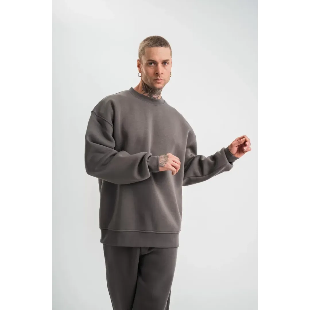Uzun Kol Bisiklet Yaka Basic SweatShirt - Füme - 130432 Uzun Kol Bisiklet Yaka Basic SweatShirt - Füme - 130432