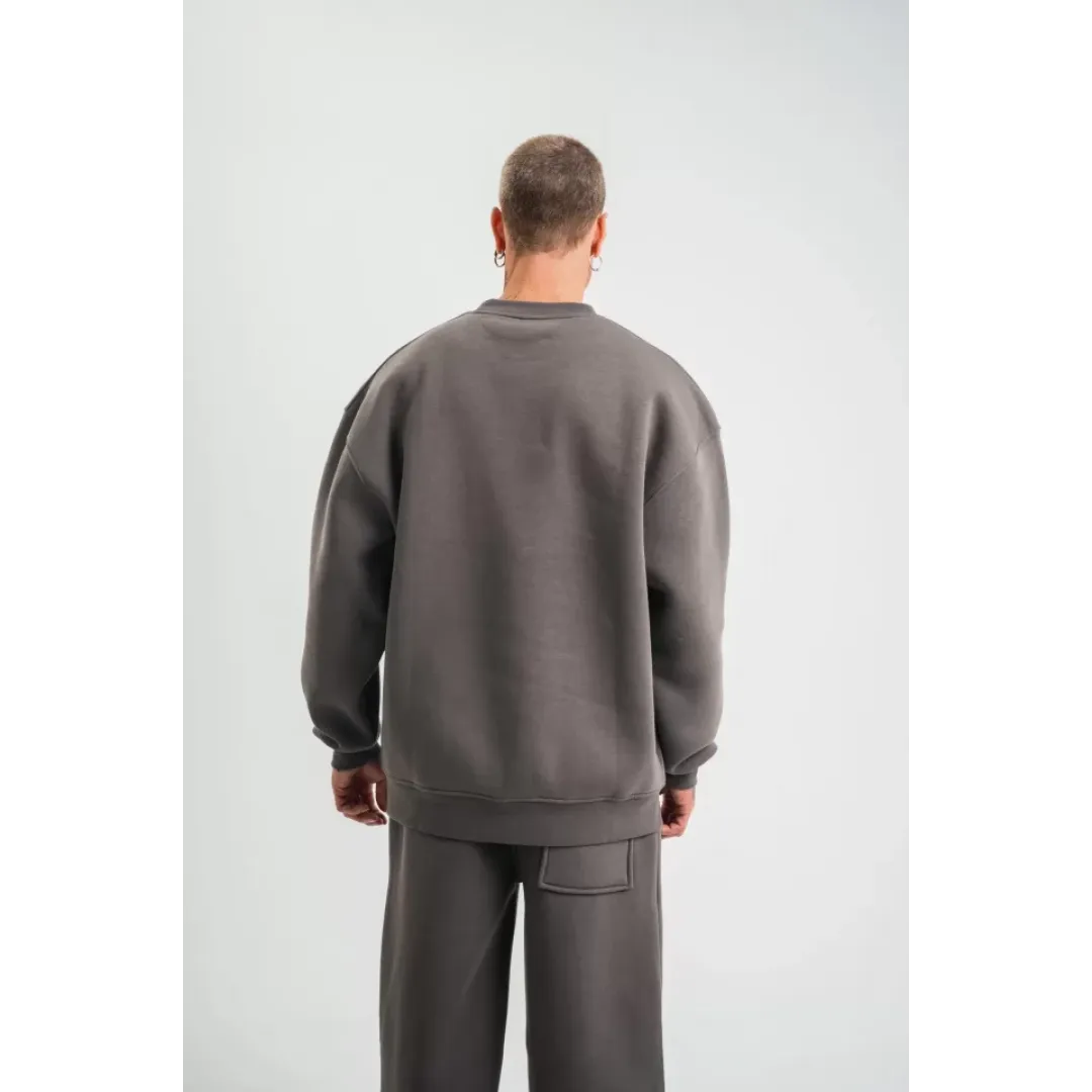 Uzun Kol Bisiklet Yaka Basic SweatShirt - Füme - 130432 Uzun Kol Bisiklet Yaka Basic SweatShirt - Füme - 130432