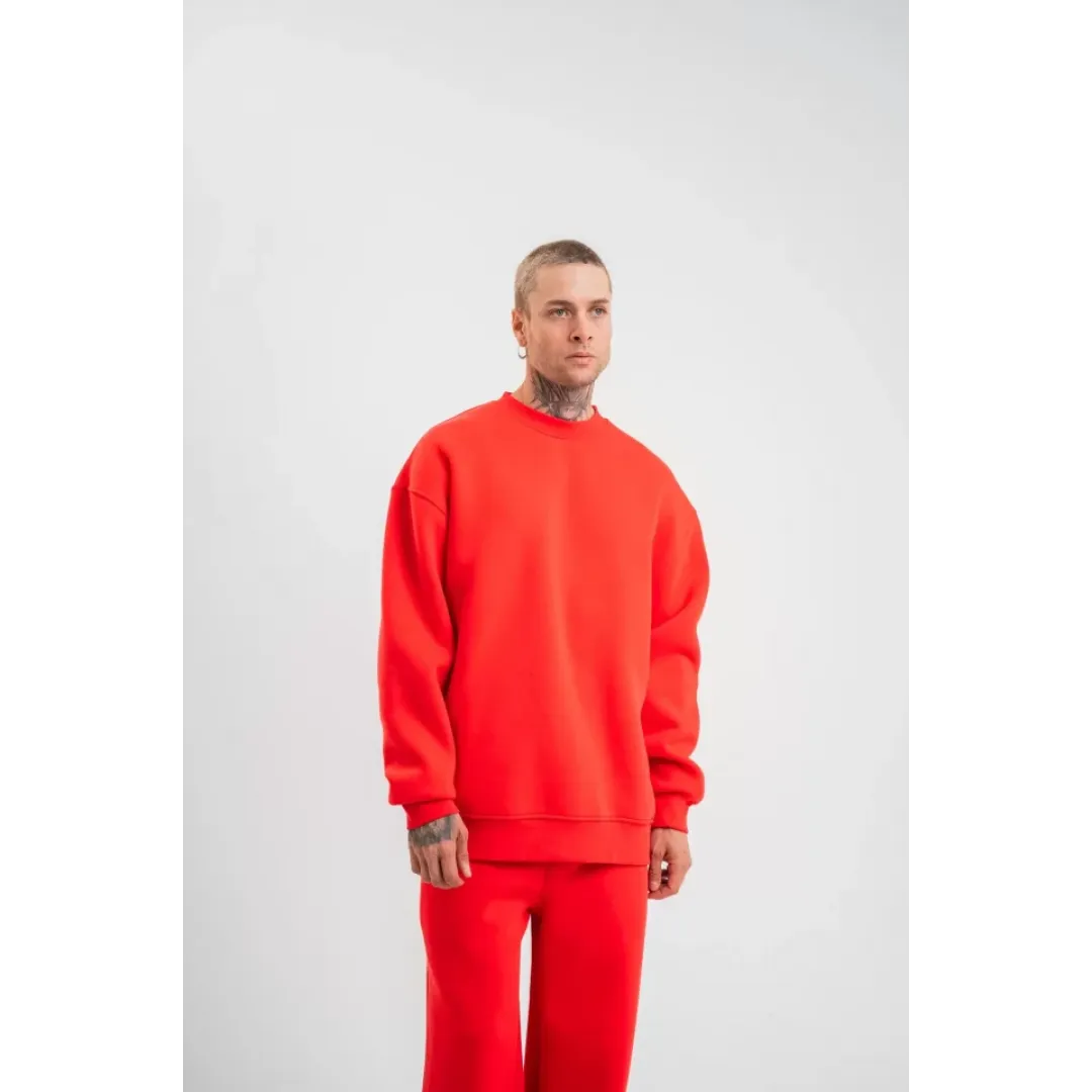 Uzun Kol Bisiklet Yaka Basic SweatShirt - Kırmızı - 130433 Uzun Kol Bisiklet Yaka Basic SweatShirt - Kırmızı - 130433