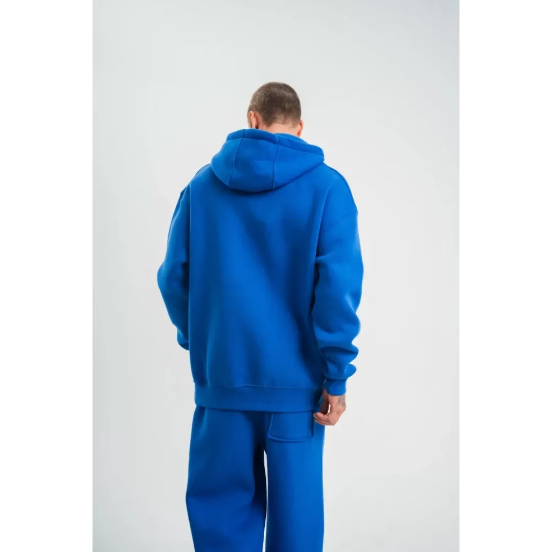 Unisex Double Oversize Kapşonlu Basic SweatShirt - Mavi - 130436 Unisex Double Oversize Kapşonlu Basic SweatShirt - Mavi - 130436