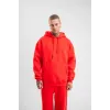 Unisex Double Oversize Kapşonlu Basic SweatShirt - Kırmızı - 130442 Unisex Double Oversize Kapşonlu Basic SweatShirt - Kırmızı - 130442