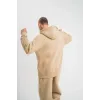 Unisex Double Oversize Kapşonlu Basic SweatShirt - Bej - 130443 Unisex Double Oversize Kapşonlu Basic SweatShirt - Bej - 130443