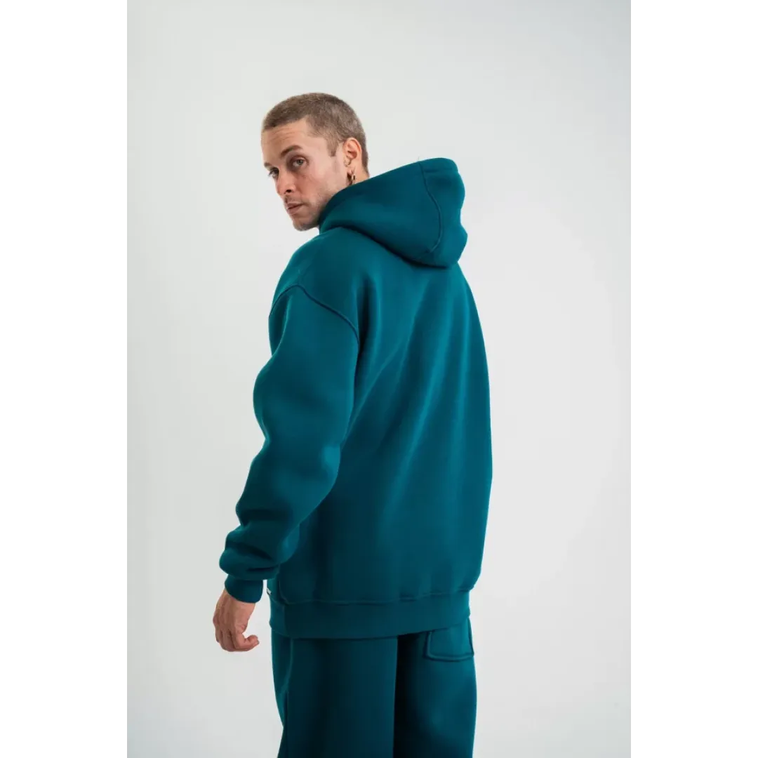 Unisex Double Oversize Kapşonlu Basic SweatShirt - Koyu Deniz Yeşili - 130444 Unisex Double Oversize Kapşonlu Basic SweatShirt - Koyu Deniz Yeşili - 130444