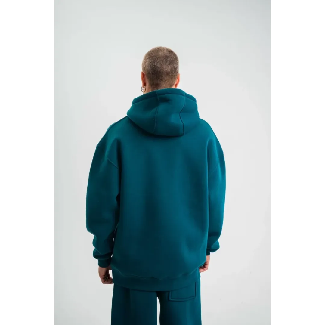 Unisex Double Oversize Kapşonlu Basic SweatShirt - Koyu Deniz Yeşili - 130444 Unisex Double Oversize Kapşonlu Basic SweatShirt - Koyu Deniz Yeşili - 130444