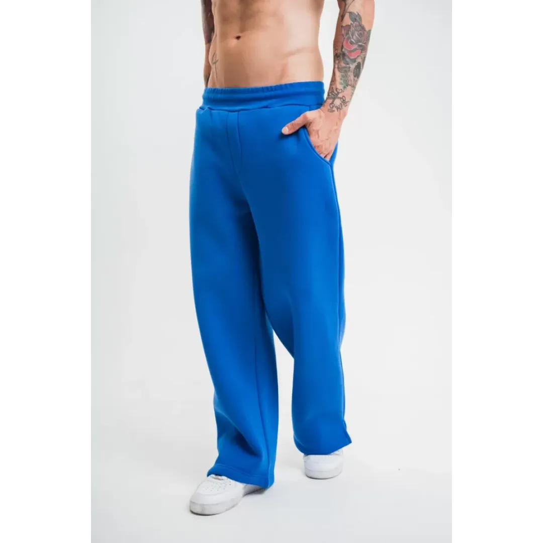 Unisex Boru Paça Baggy Eşofman Pantalon - Mavi - 130445 Unisex Boru Paça Baggy Eşofman Pantalon - Mavi - 130445