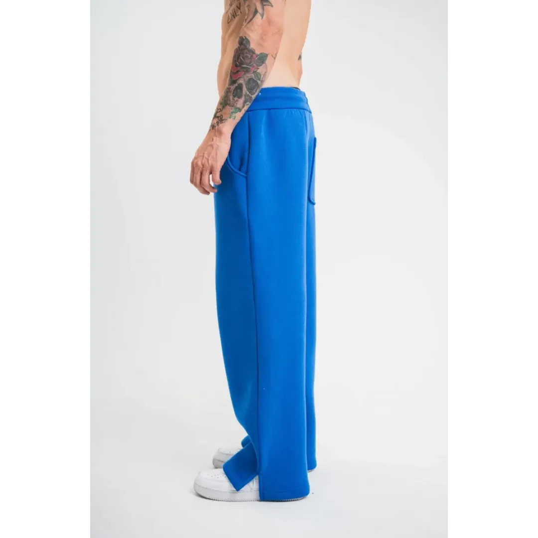 Unisex Boru Paça Baggy Eşofman Pantalon - Mavi - 130445 Unisex Boru Paça Baggy Eşofman Pantalon - Mavi - 130445