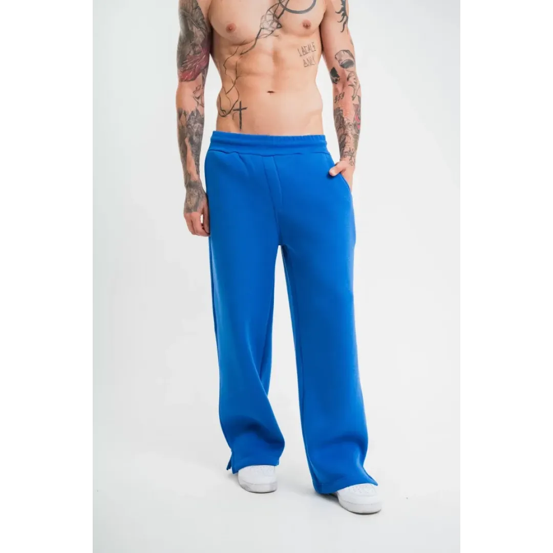 Unisex Boru Paça Baggy Eşofman Pantalon - Mavi - 130445 Unisex Boru Paça Baggy Eşofman Pantalon - Mavi - 130445