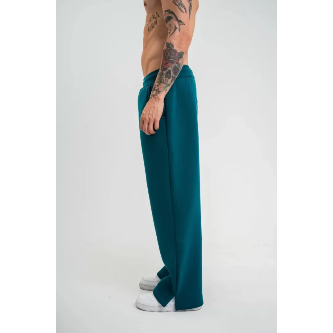 Unisex Boru Paça Baggy Eşofman Pantalon - Koyu Deniz Yeşili - 130452 Unisex Boru Paça Baggy Eşofman Pantalon - Koyu Deniz Yeşili - 130452