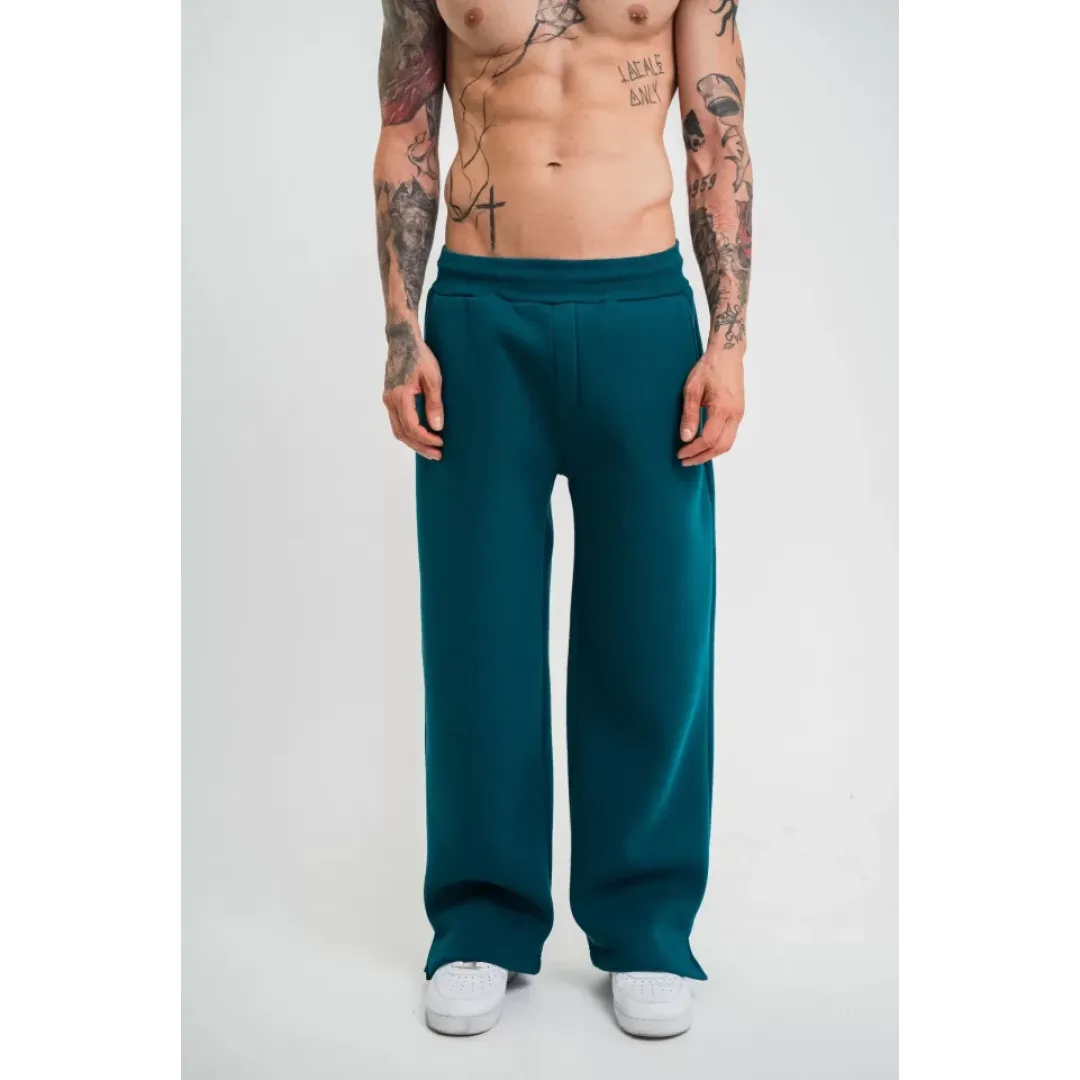 Unisex Boru Paça Baggy Eşofman Pantalon - Koyu Deniz Yeşili - 130452 Unisex Boru Paça Baggy Eşofman Pantalon - Koyu Deniz Yeşili - 130452