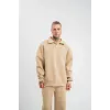 Unisex Double Oversize Patlı Yaka SweatShirt - Bej - 130460 Unisex Double Oversize Patlı Yaka SweatShirt - Bej - 130460