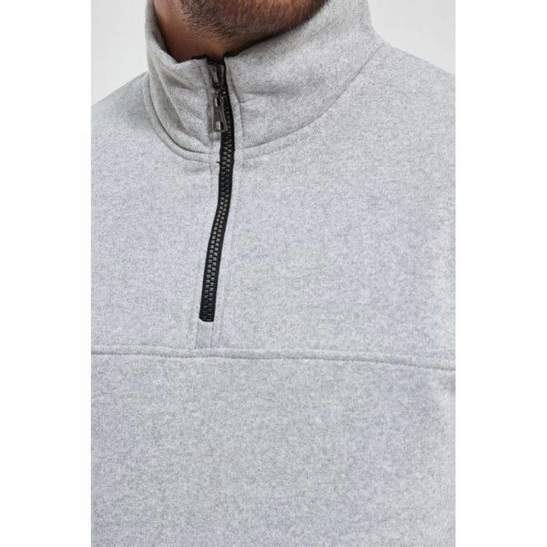Oversize Yarım Farmuarlı Yakalı Basic SweatShirt - Gri 130675 Oversize Yarım Farmuarlı Yakalı Basic SweatShirt - Gri 130675