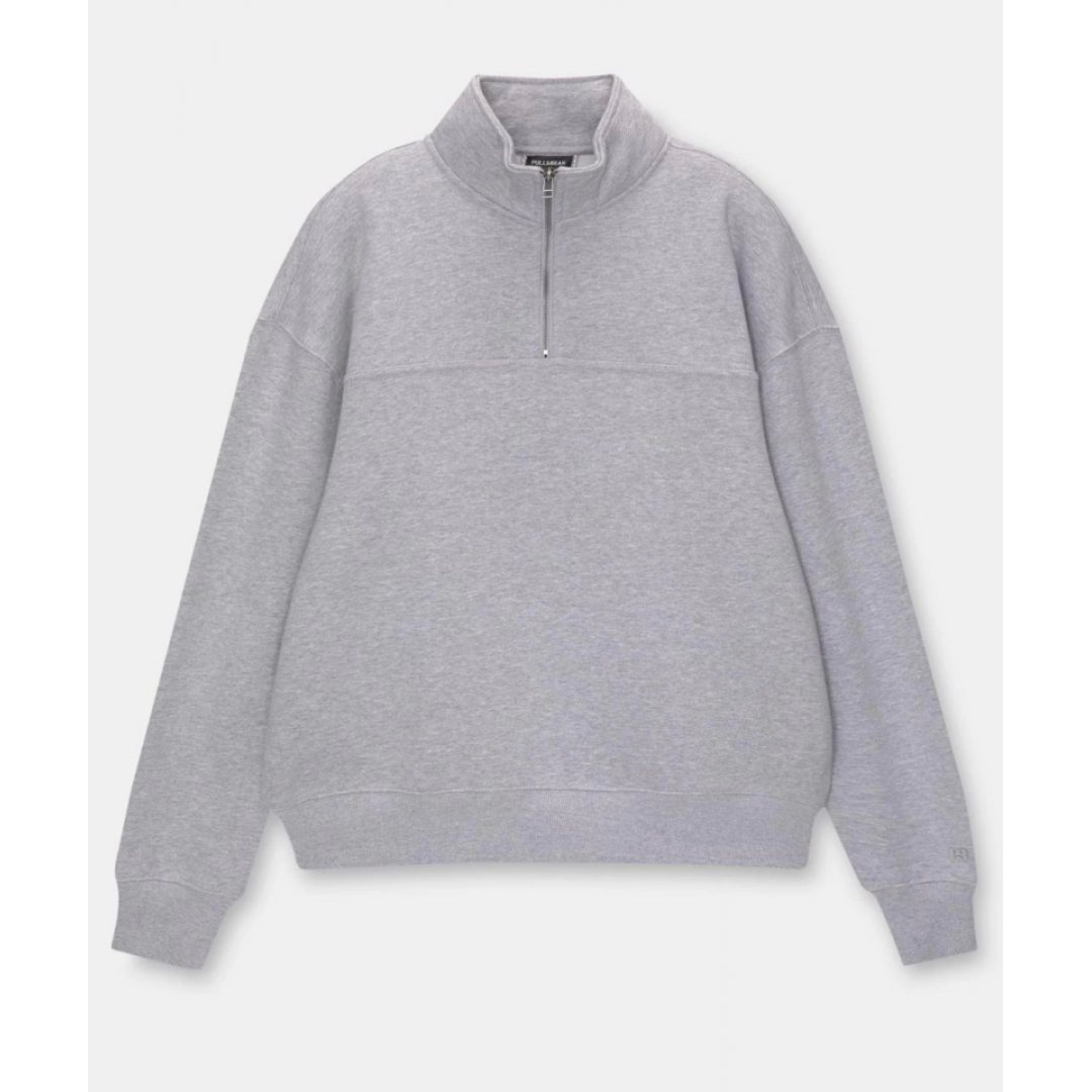 Oversize Yarım Farmuarlı Yakalı Basic SweatShirt - Gri 130675 Oversize Yarım Farmuarlı Yakalı Basic SweatShirt - Gri 130675