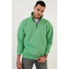 Oversize Yarım Farmuarlı Yakalı Basic SweatShirt - Yeşil 130676