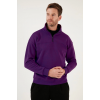 Oversize Yarım Farmuarlı Yakalı Basic SweatShirt - Mor 130679