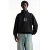 Oversize Yarım Farmuarlı Yakalı Özel Tasarım Basic SweatShirt - Siyah 130749 Oversize Yarım Farmuarlı Yakalı Özel Tasarım Basic SweatShirt - Siyah 130749