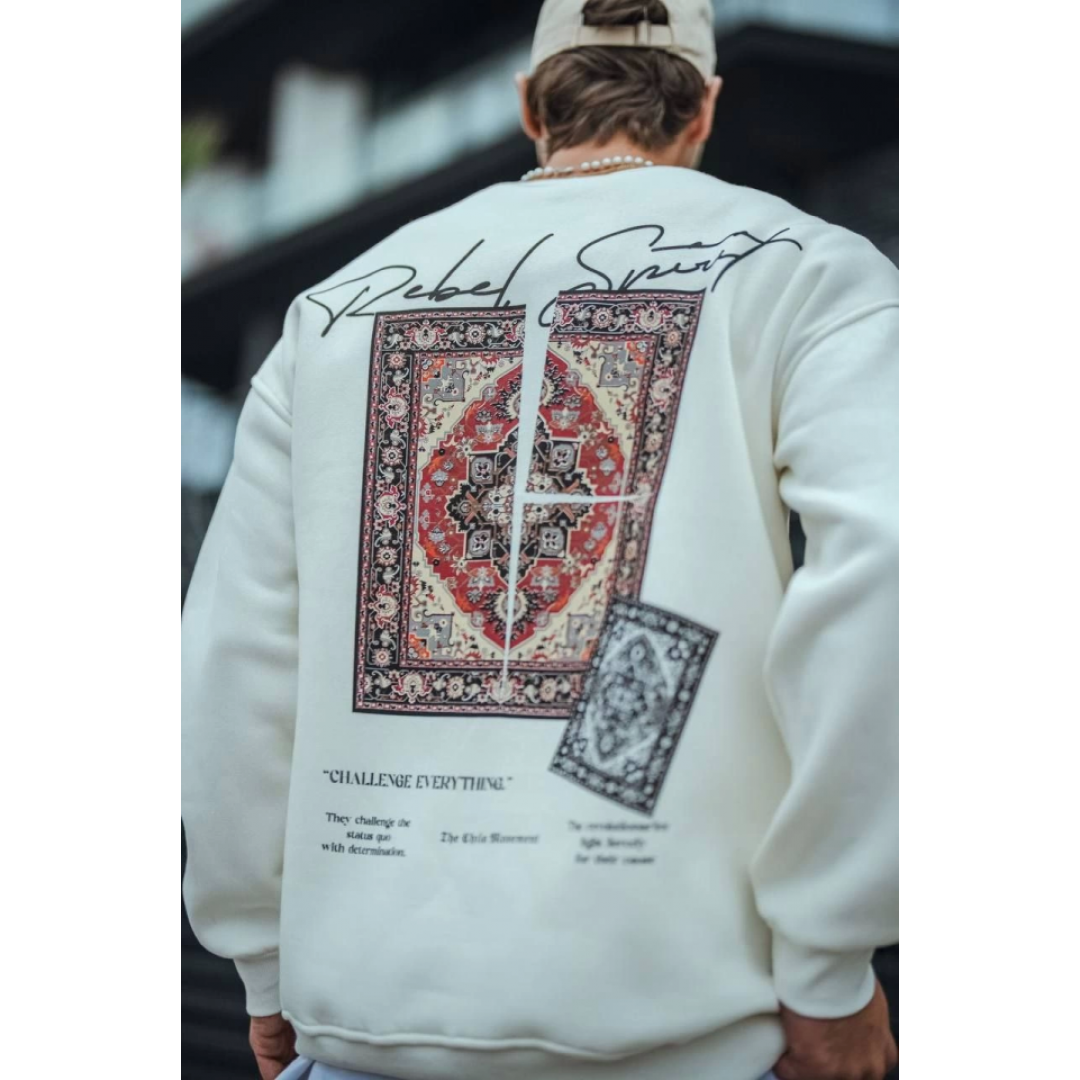 Uzun Kol Bisiklet Yaka Baskılı SweatShirt - Beyaz 130905 Uzun Kol Bisiklet Yaka Baskılı SweatShirt - Beyaz 130905
