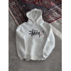 Üç İplik Kapşonlu Baskılı SweatShirt - Beyaz 130909