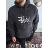 Üç İplik Kapşonlu Baskılı SweatShirt - Füme 130911 Üç İplik Kapşonlu Baskılı SweatShirt - Füme 130911