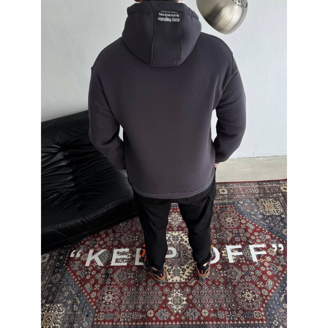 Üç İplik Kapşonlu Baskılı SweatShirt - Füme 130911 Üç İplik Kapşonlu Baskılı SweatShirt - Füme 130911