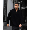 Erkek Yarım Fermuarlı Üç İplik Sweatshirt - Siyah 131057