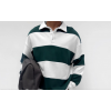 Unisex Üç İplik Parçalı Yakalı SweatShirt - Yeşil 131080