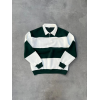 Unisex Üç İplik Parçalı Yakalı SweatShirt - Yeşil 131080