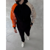 Üç İplik Penye Kapşonlu Parçalı SweatShirt - Siyah 131106