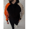 Üç İplik Penye Kapşonlu Parçalı SweatShirt - Siyah 131106
