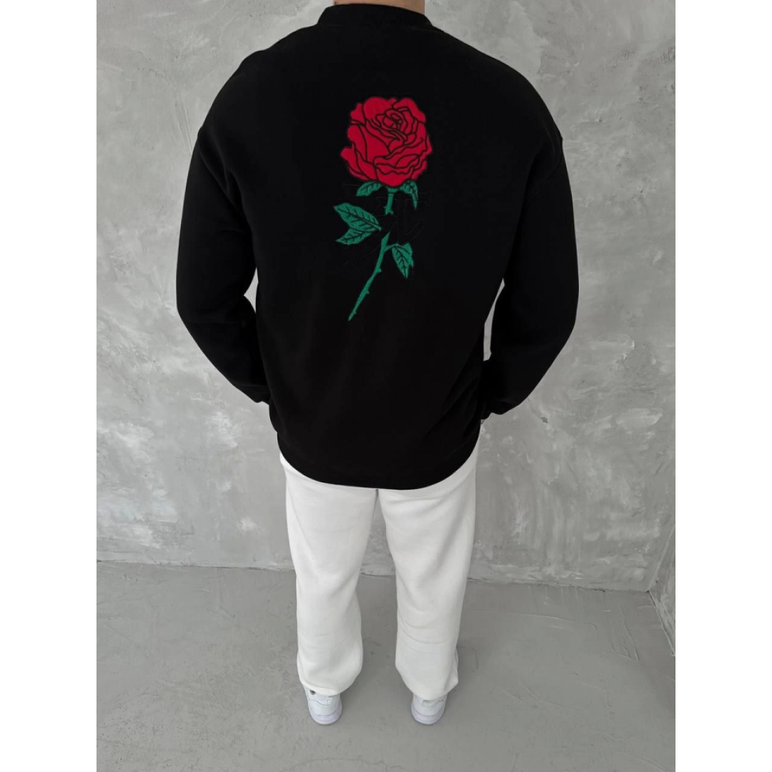 Unisex Bisiklet Yaka Ön Ve Arka Baskılı SweatShirt - Siyah - 131110 Unisex Bisiklet Yaka Ön Ve Arka Baskılı SweatShirt - Siyah - 131110